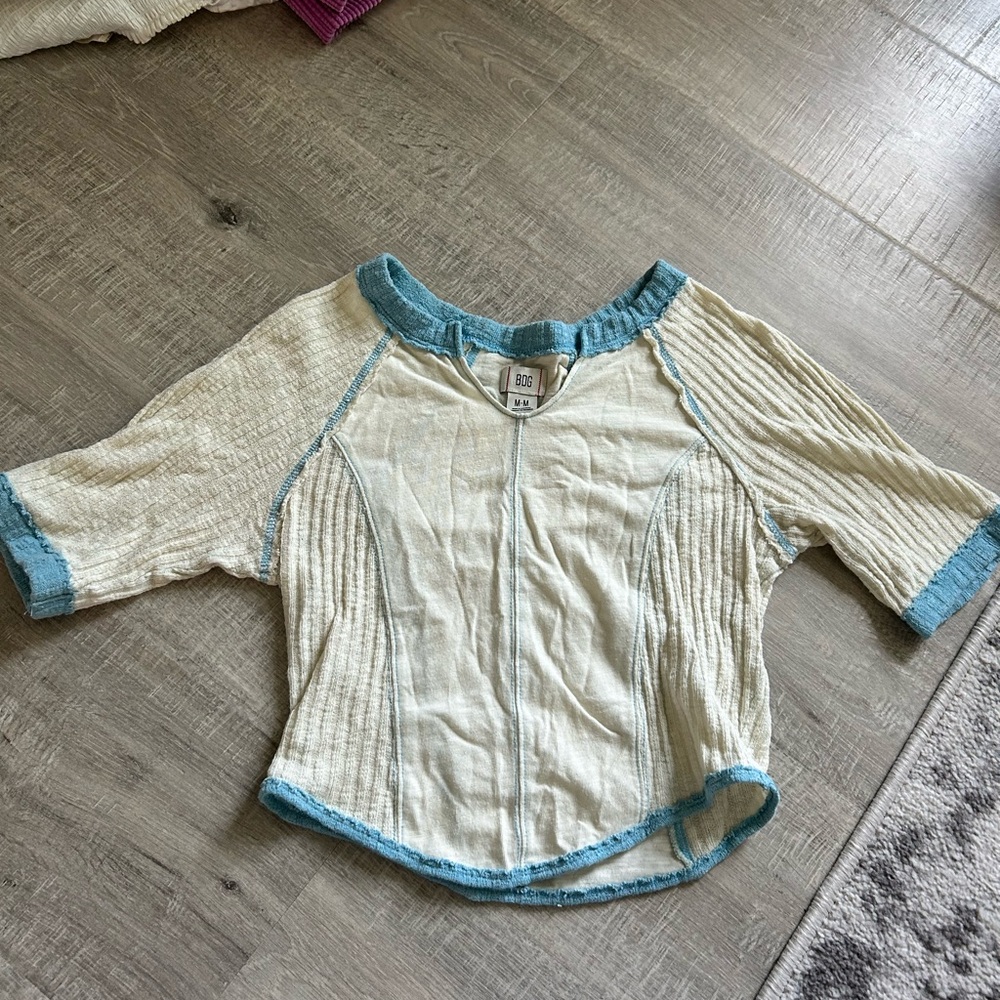 BDG White and Blue Knit Top